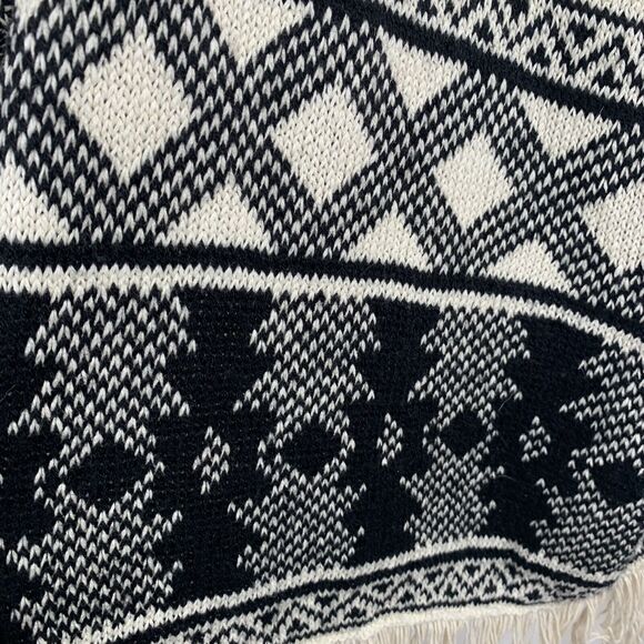 American Rag M Cardigan Sweater Poncho Fringe Open Front Boho Western Southwest - Picture 5 of 9